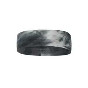 Close-up detail of tie-dye sports headband, highlighting elastic cotton fabric and fine texture.