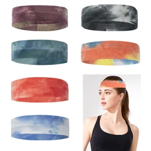 Tie Dye Sports Headband Absorbent Elastic Cotton Yoga Hair Band Hair Accessories Geometric Sweatband For Fitness