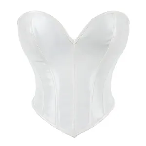 White faux leather corset top sexy sweetheart neckline bustier shapewear for women