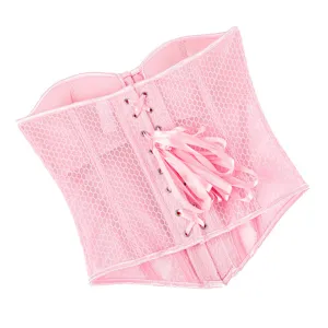 Rosa Mieder Top mit Cups, atmungsaktives Korsett Bustier Sommer Oberteil für Damen Neu.
