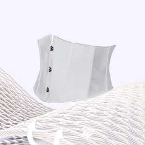 Corsetto Bianco Punti Vita Donna Corto Bustino Modellante Chiusura Anteriore Vista Principale
