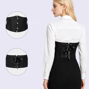 Donna nero corsetto vita cincher cintura con 14 stecche modellante sotto-seno top