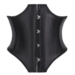 Black underbust corset waist cincher shapewear for women, sleek design with front metal busks.