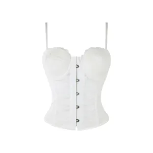 Corset Style Français pour Femmes Sexy Maille Creux Bustier Rembourrage Poitrine Ajusté Cami Débardeur Vêtement Amincissant