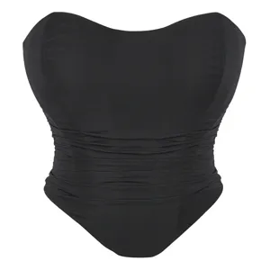 Women's Sexy Strapless Mesh Bustier Shapewear Top Breathable Push Up Corset Solid Color Slim Fit Casual Party Innerwear
