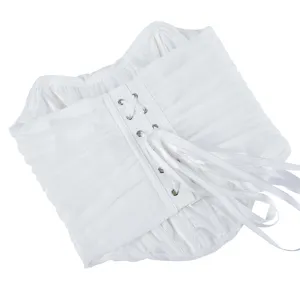 White lace-up corset top, stylish bustier waist cincher, breathable sexy casual streetwear.
