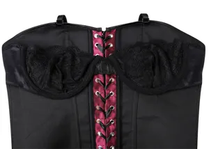 Femme Gothique Noir Dentelle Corset Bustier Vintage Push Up Haut Formateur Corps