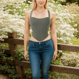 Women Green Halter Corset Top Sexy Strapless Shapewear Casual Fashion Apparel New Style