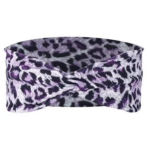 Cross printed leopard headband detail shot showing the stylish twist design and fabric texture.
