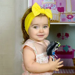 Kinderen gele strik haarband, zachte stof haaraccessoire voor schattige kleine meisjes dagelijks.
