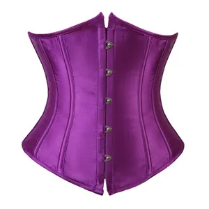 Purple satin corset waist cincher underbust shapewear sexy corset top for women tummy control