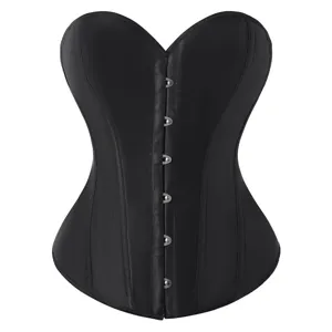 Black satin corset waist cincher underbust boned body shaper shapewear for women
