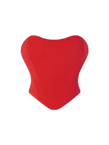 Red breathable mesh elastic strapless bustier push-up top shaping corset for women fashion