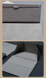 Estuche de gafas triangular plegable portátil textura cordero gris detalles uso diario