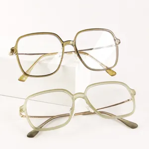 Moda Large Frame Anti Blue Light Flat Mirror Women Men Trendy Square Optical Glasses Clear Frame Eyewear