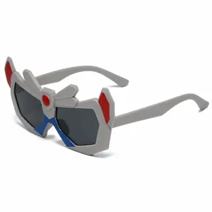 Kids cartoon robot sunglasses gray frame cute UV protection sun glasses for children.