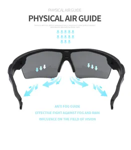 Vue détaillée de lunettes de soleil de cyclisme homme tendance, sport outdoor anti UV.