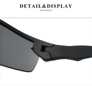 Vue détaillée de lunettes de soleil de sport pour homme, protection UV noire tendance.
