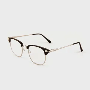 Retro Browline Anti-Blue Light Reading Glasses Men Fashion Half Frame Metal Frame Optical Eyewear Presbyopic Glasses Frame