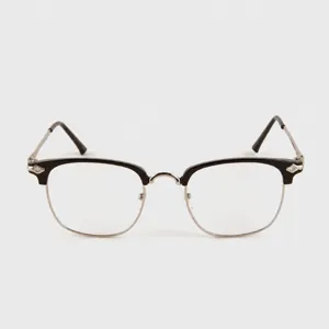 Retro semi-rimless blue light blocking reading glasses for men fashion metal frame eyewear