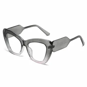 Occhiali da sole cat-eye oversize alla moda con montatura sfumata grigia e aste larghe
