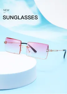 Lunettes de soleil sans monture degrade femme tendance coupe style de rue mode chic
