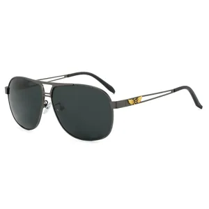 Men's metal polarized aviator sunglasses with stylish gunmetal frame and dark lenses.