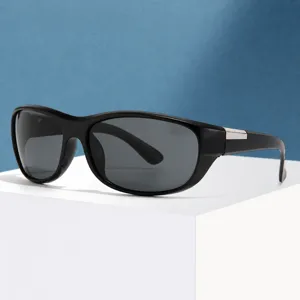 Unisex Sports Fashion UV400 Sunglasses Men Women Driving Cycling Anti Glare Black Frame Grey Lens Outdoor Eyewear