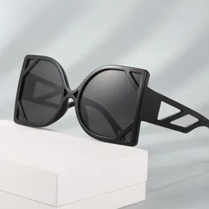 Fashion Large Frame Sunglasses For Men Women Geometric Hollow Out Sun Glasses UV400 Outdoor Travel Eyewear