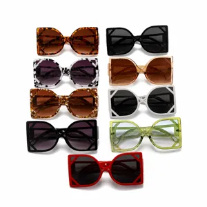 Oversized trendy fashion sunglasses for women and men, stylish geometric multi-color sun glasses.