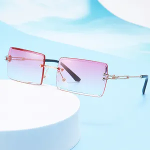 Lunettes de Soleil Dégradées sans Monture Mode Femme Cadre Métal Luxe UV400 Tendance
