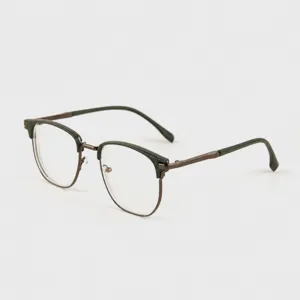 Retro Half Montuur Optische Bril Dames Heren Blauwlichtfilter Myopie Mode Metalen Brilmontuur