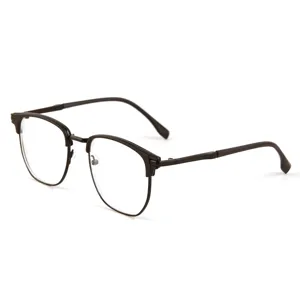 Retro browline blauwlichtfilter brillen voor heren en dames, stijlvol helder montuur.