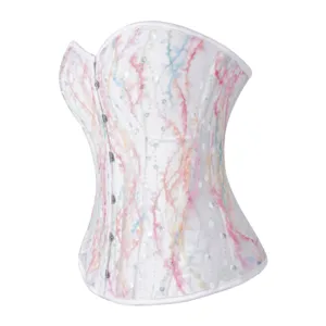 Haut corset transparent à sequins blancs sexy bustier sans bretelles vêtements de club