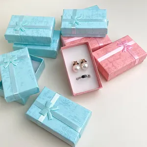 Scatola Regalo in Cartone con Fiocco Dolce Piccola Scatola di Imballaggio per Anelli e Orecchini Custodia Portaoggetti per Gioielli da Donna