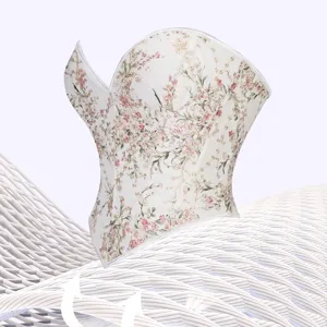 Women's Floral Corset Top Vintage Bustier Boned Bodice Summer Casual Streetwear Fashion