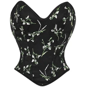 Women's Sexy Corset Top Floral Embroidery Boned Bustier Gothic Vintage Shapewear Pullover Sexy Party Top