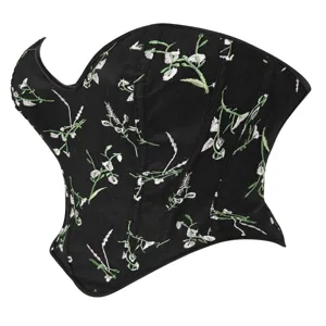 Stylish Black Floral Embroidered Strapless Corset Top Women Bustier Shaping Bodice