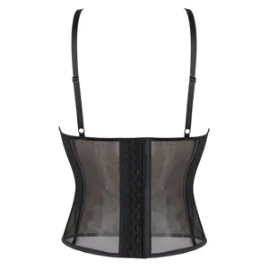 Femme haut corset en maille transparente noire bretelles réglables corset minceur taille
