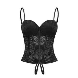 Französischer Stil Durchsichtiges Netz Korsett Top Mit Brustpolster Miederstäbchen Taille Shapewear Für Damen Sexy Lingerie Oberbekleidung