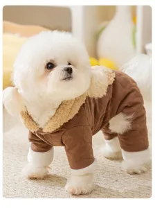 Combinaison d'hiver chaude pour chien matelassée avec col en polaire vêtement animal cosy
