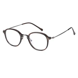 Retro runde Blaulichtschutz Brille mit Schildpattgestell und Metallbügeln Hauptbild