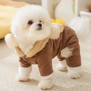 Combinaison matelassée chaude d'hiver pour chien col en peluche vêtements pour animaux mignons