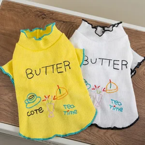 Huisdierkleding Lente Zomer Hond Basis Shirt Casual Middagthee Vest Kat Airconditioning Shirt Schattig Geborduurd