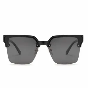 Lunettes de soleil polarisées carrées demi-monture mode pour hommes femmes, protection UV.