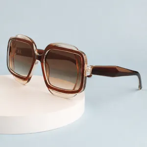 Trendy polygonal color-blocking sunglasses for men and women, retro fashion UV protection sun glasses.