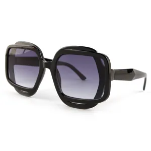 Trendy oversized polygon sunglasses for women and men, retro gradient sun glasses stylish UV protection.