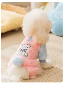 Herbst Winter warme Haustier Fleecekleidung fuer kleine Hunde Katzen Teddy Baerenmuster