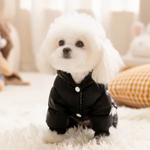 Warme Winter Hund Daunenjacke vier Beine Haustier Kleidung süßer Welpe dicker Mantel schwarz