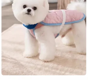Cute winter dog vest pink quilted warm puppy coat small dog pet apparel comfort soft clothing